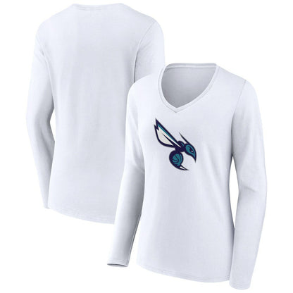 Charlotte Hornets Women's Alternate Logo V-Neck Long Sleeve T-Shirt - White online