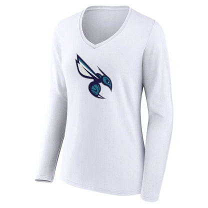 Charlotte Hornets Women's Alternate Logo V-Neck Long Sleeve T-Shirt - White online