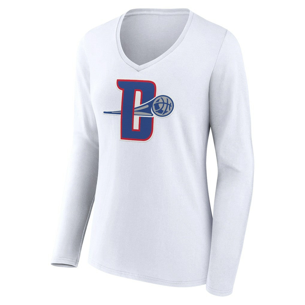 Detroit Pistons Women's Alternate Logo V-Neck Long Sleeve T-Shirt sale - White for sale