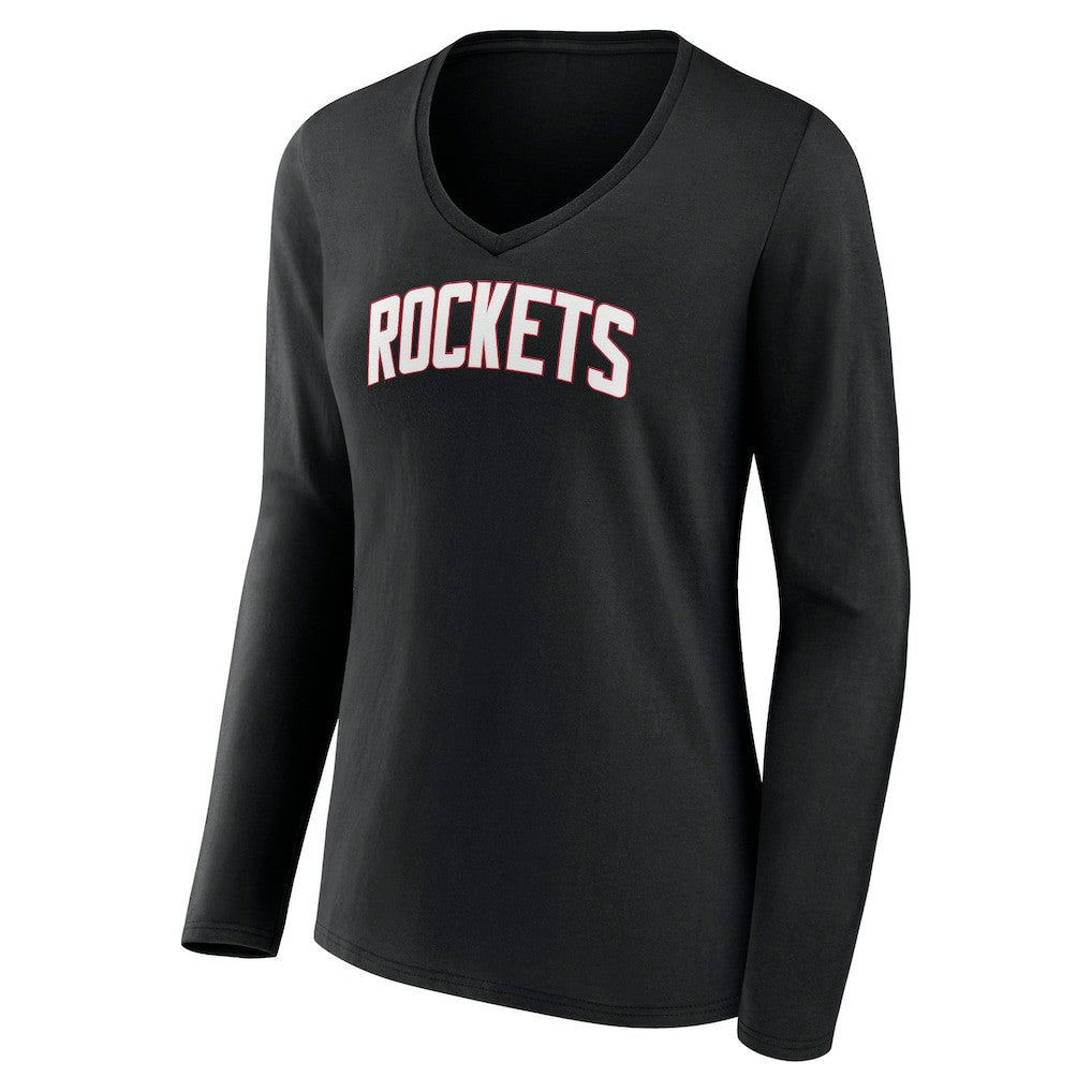 Houston Rockets Women's Alternate Logo V-Neck Long Sleeve T-Shirt - Black on sale