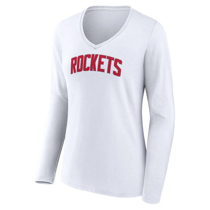 Houston Rockets Women's Alternate Logo V-Neck Long Sleeve T-Shirt - White sale