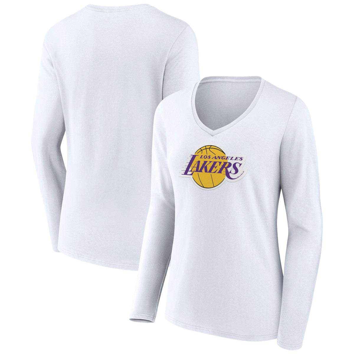Los Angeles Lakers Women's Alternate Logo V-Neck Long Sleeve T-Shirt - White sale