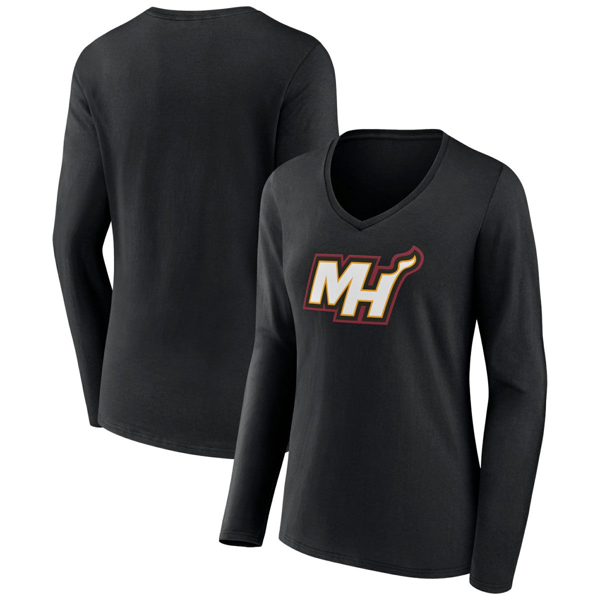 Miami Heat Women's Alternate Logo V-Neck Long Sleeve T-Shirt - Black on sale