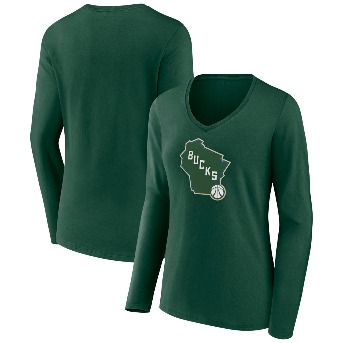 Milwaukee Bucks Women's Alternate Logo V-Neck Long Sleeve T-Shirt - Green cheap
