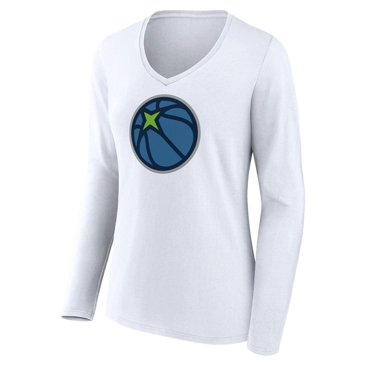 Minnesota Timberwolves Women's Alternate Logo V-Neck Long Sleeve T-Shirt - White for sale