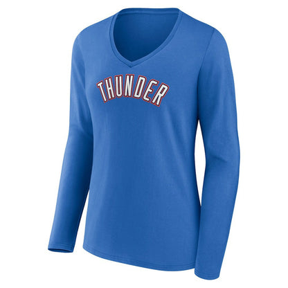 Oklahoma City Thunder Women's Alternate Logo V-Neck Long Sleeve T-Shirt - Blue shop