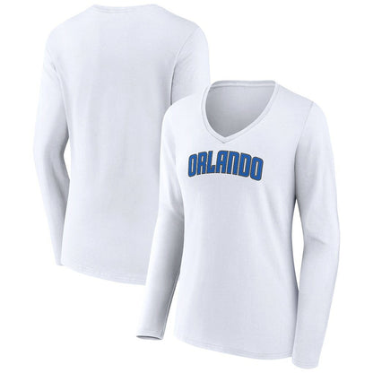 Orlando Magic Women's Alternate Logo V-Neck Long Sleeve T-Shirt - White shop