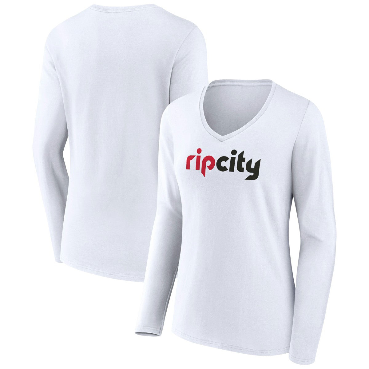 Portland Trail Blazers Women's Alternate Logo V-Neck Long Sleeve T-Shirt - White for sale