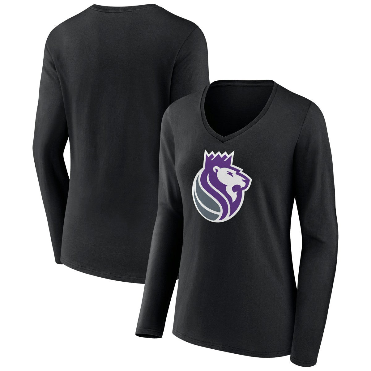 Sacramento Kings Women's Alternate Logo V-Neck Long Sleeve T-Shirt - Black cheap