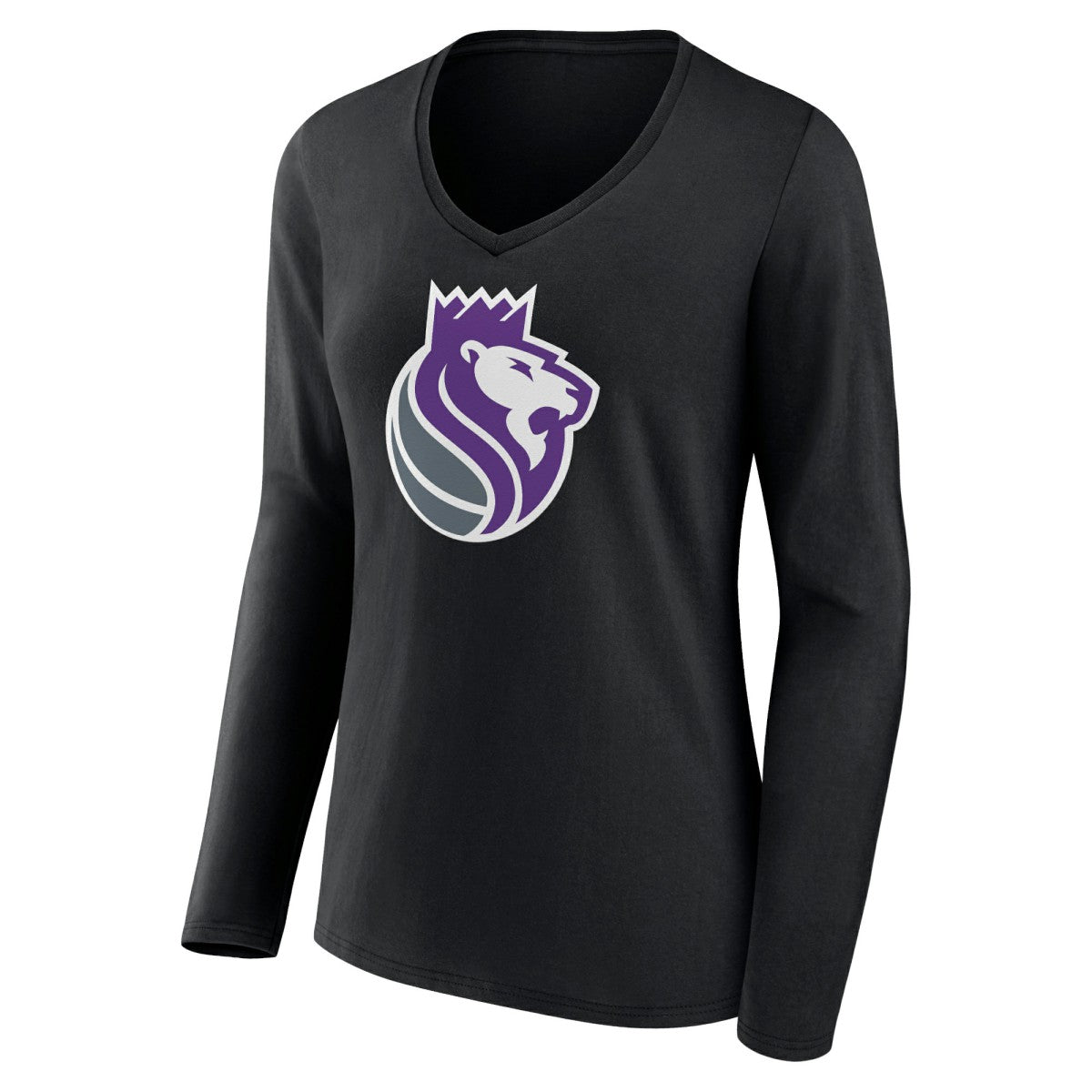 Sacramento Kings Women's Alternate Logo V-Neck Long Sleeve T-Shirt - Black cheap