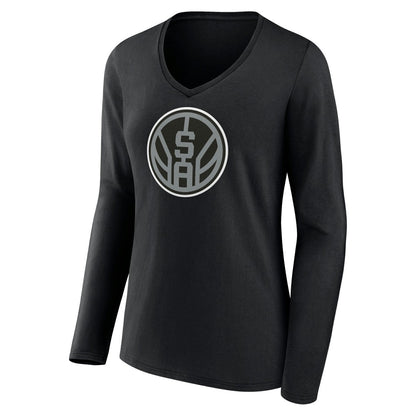 San Antonio Spurs Women's Alternate Logo V-Neck Long Sleeve T-Shirt - Black discount