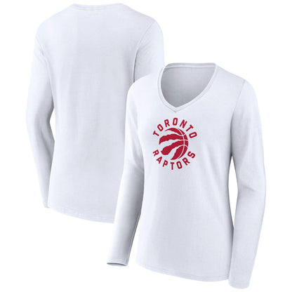 Toronto Raptors Women's Alternate Logo V-Neck Long Sleeve T-Shirt - White outlet