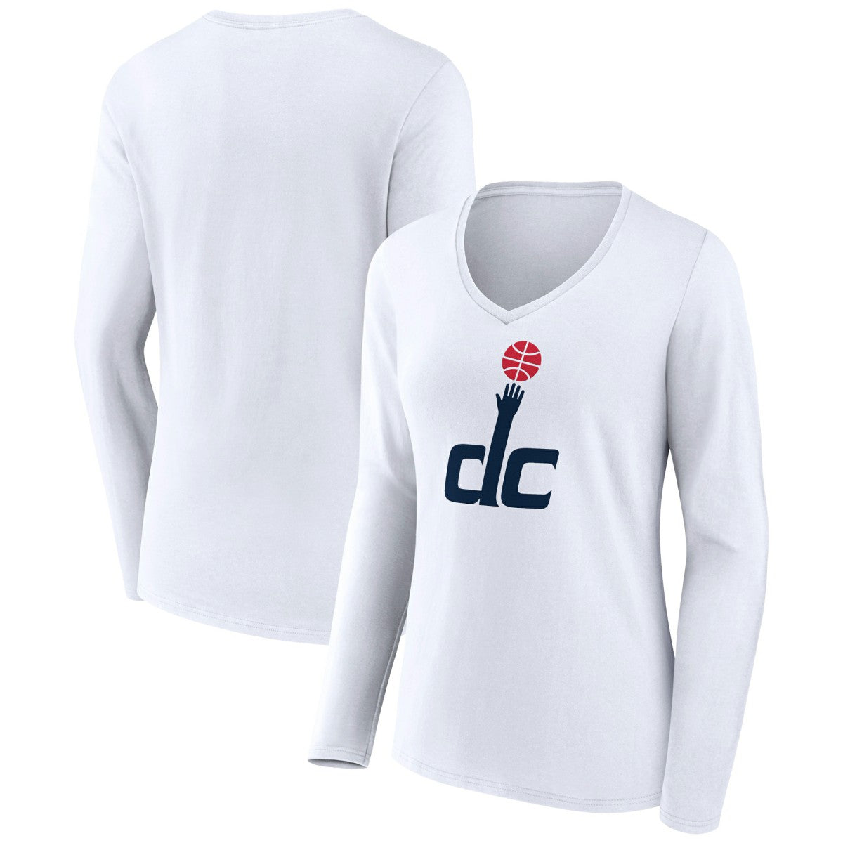 Washington Wizards Women's Alternate Logo V-Neck Long Sleeve T-Shirt - White shop