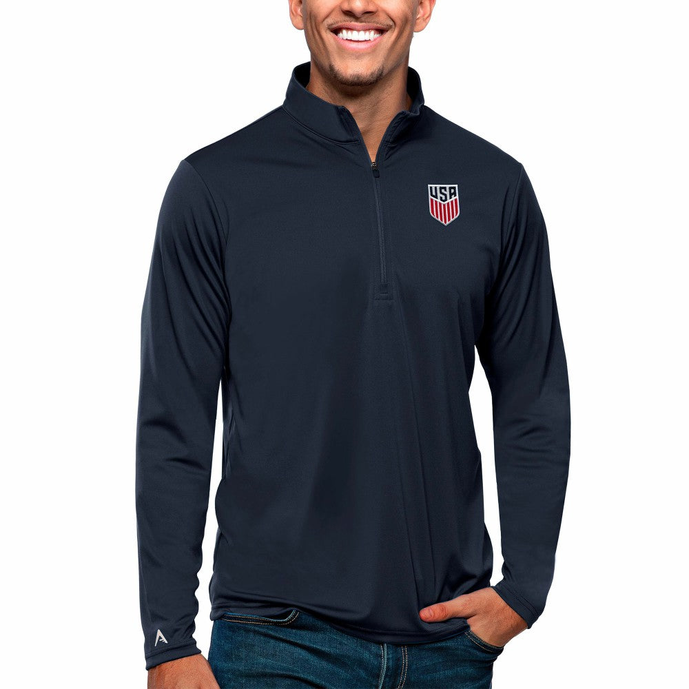 USMNT Antigua Tribute Quarter-Zip Pullover Top - Navy on sale
