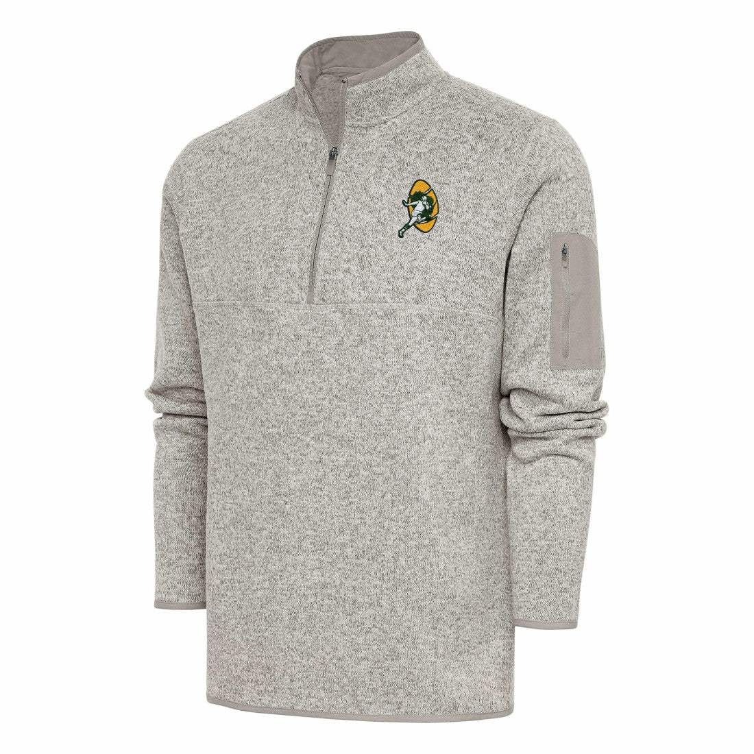Green Bay Packers Antigua Throwback Fortune Quarter-Zip Pullover Jacket - Oatmeal online
