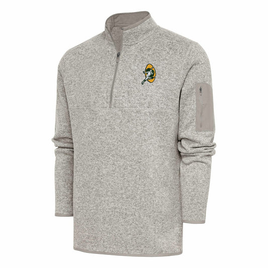 Green Bay Packers Antigua Throwback Fortune Quarter-Zip Pullover Jacket - Oatmeal online