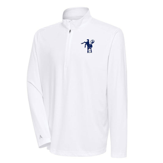 Indianapolis Colts Antigua Team Logo Throwback Tribute Quarter-Zip Pullover Top - White cheap