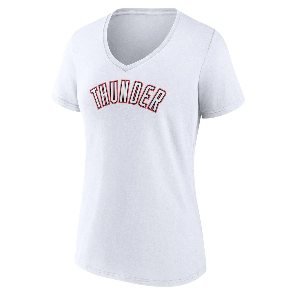 Oklahoma City Thunder Women's Alternate Logo V-Neck T-Shirt - White on sale