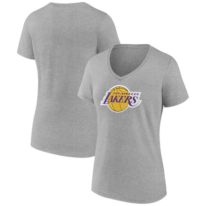 Los Angeles Lakers Women's Alternate Logo V-Neck T-Shirt - Heather Gray cheap
