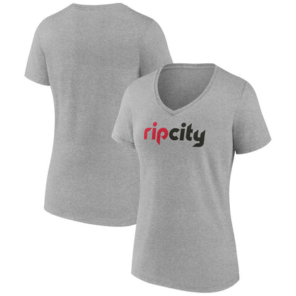 Portland Trail Blazers Women's Alternate Logo V-Neck T-Shirt - Heather Gray discount