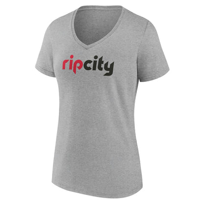 Portland Trail Blazers Women's Alternate Logo V-Neck T-Shirt - Heather Gray discount