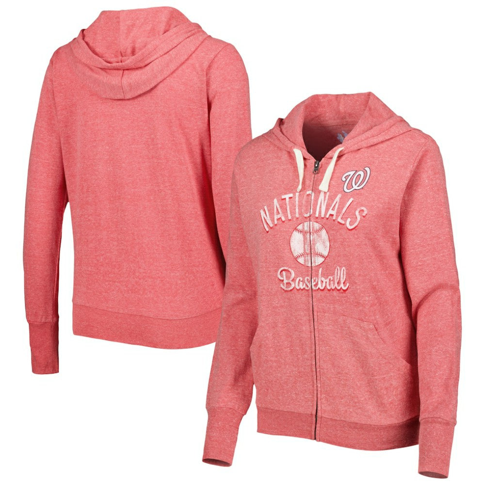 Washington Nationals Touch Women's Training Camp Tri-Blend Lightweight Full-Zip Hoodie - Red