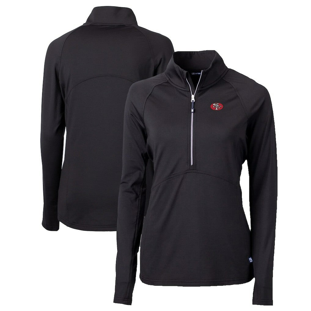 San Francisco 49ers Cutter & Buck Women's Throwback Logo Adapt Eco Knit Stretch Recycled Half-Zip Pullover Top - Black discount