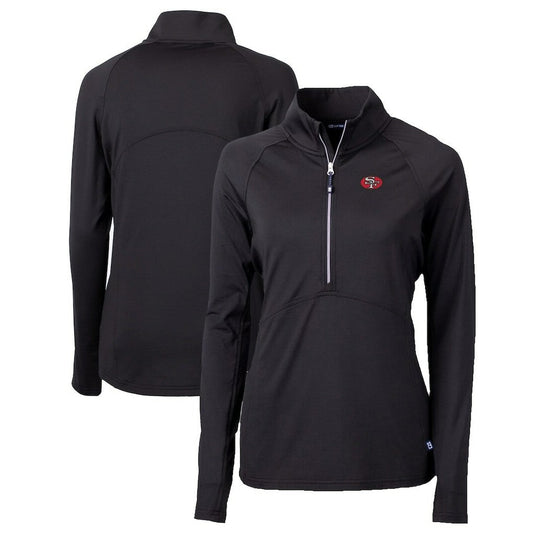 San Francisco 49ers Cutter & Buck Women's Throwback Logo Adapt Eco Knit Stretch Recycled Half-Zip Pullover Top - Black discount