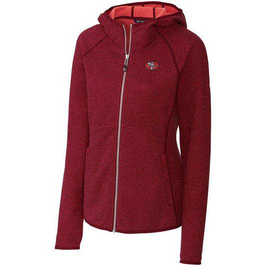 San Francisco 49ers Cutter & Buck Women's Throwback Logo Mainsail Full-Zip Jacket - Scarlet on sale
