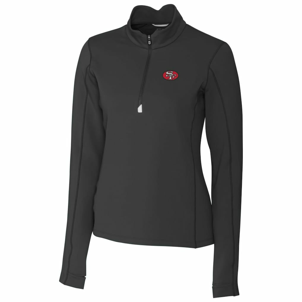 San Francisco 49ers Cutter & Buck Women's Throwback Logo Traverse Stretch Quarter-Zip Pullover Top - Black cheap