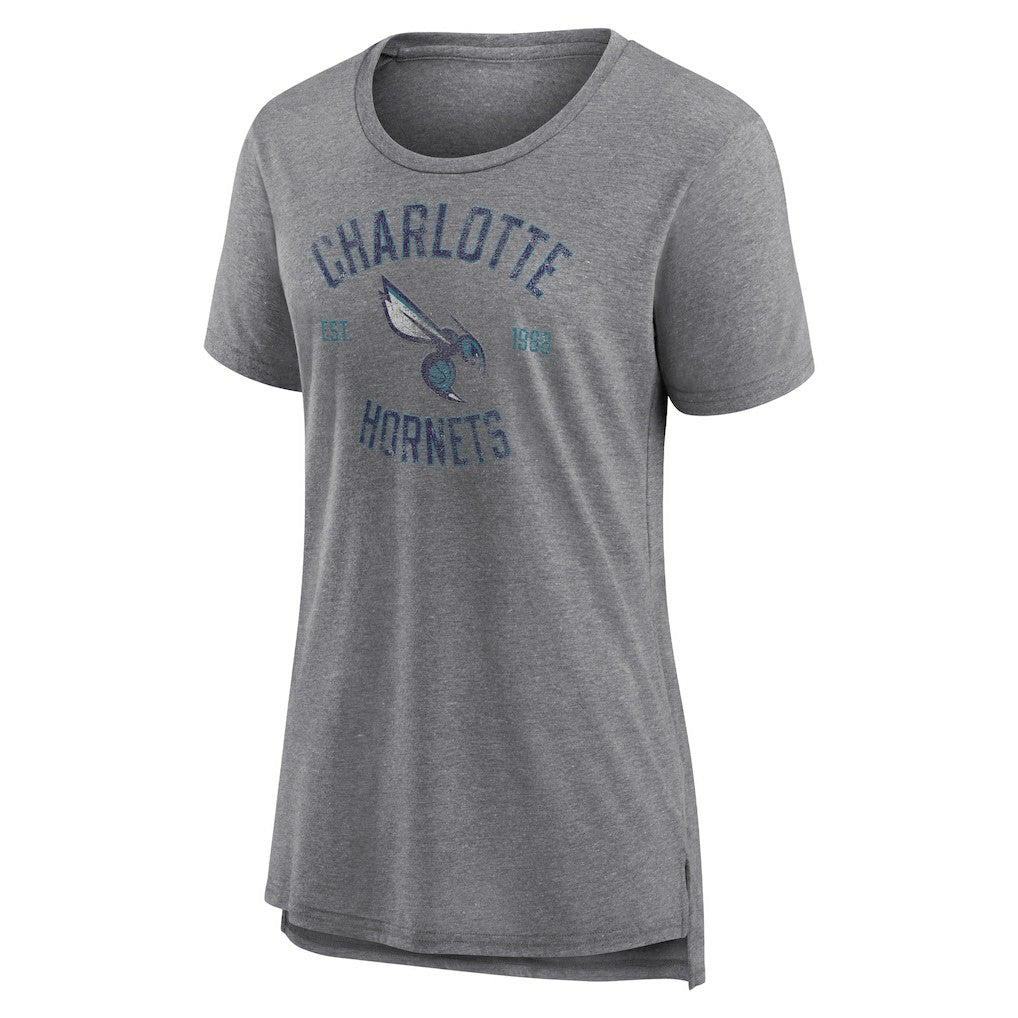 Charlotte Hornets Women's Heritage Tri-Blend T-Shirt - Heather Gray cheap