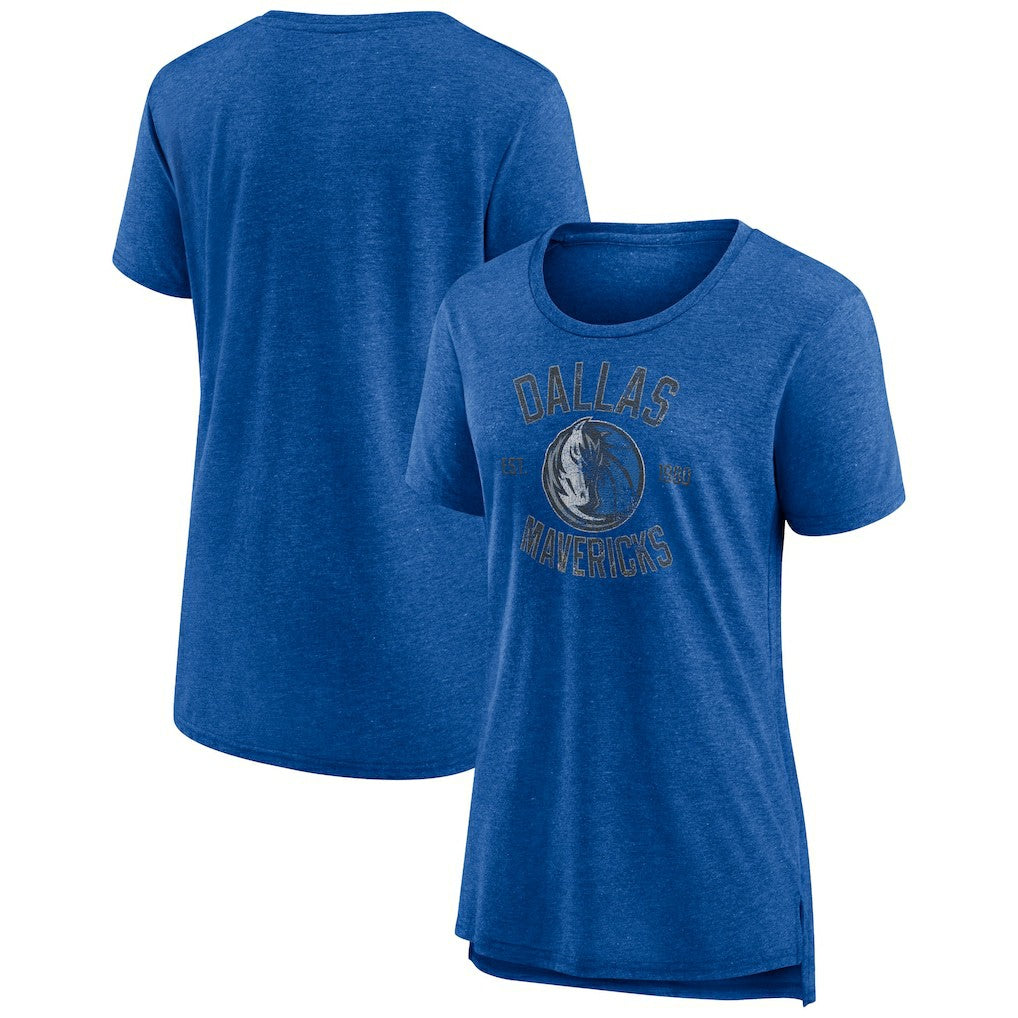 Dallas Mavericks Women's Heritage Tri-Blend T-Shirt sale - Heather Blue on sale