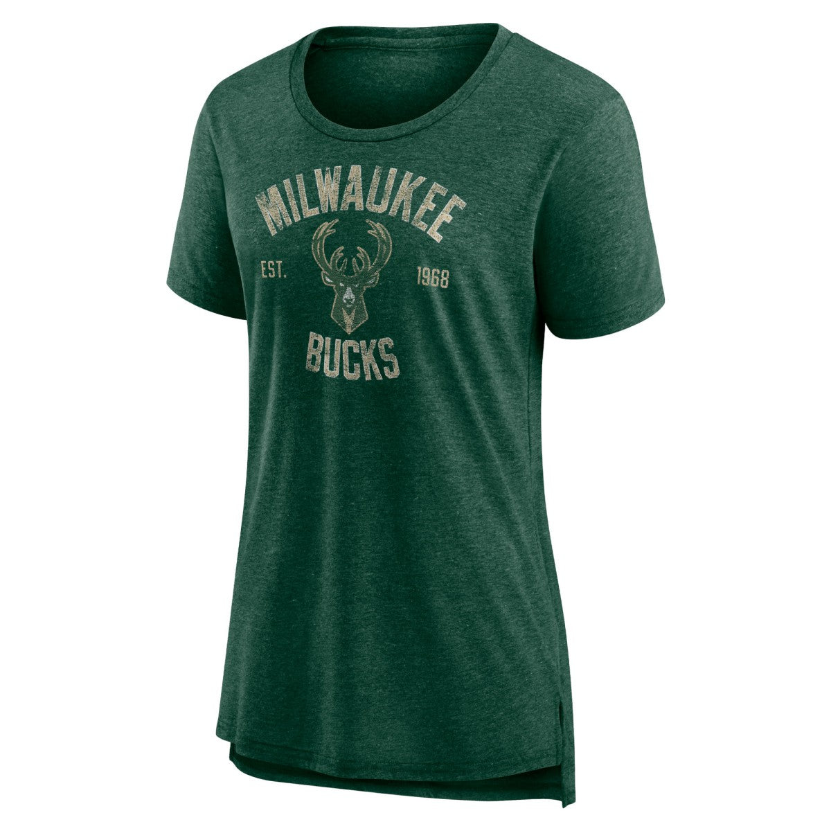 Milwaukee Bucks Women's Heritage Tri-Blend T-Shirt - Heather Hunter Green online
