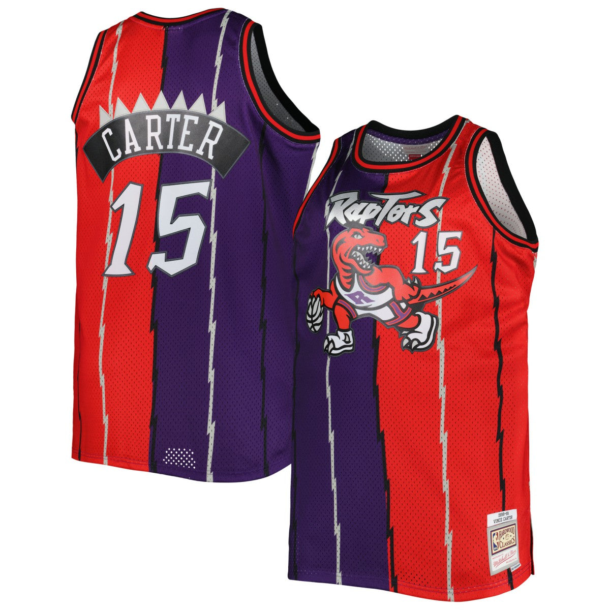 Vince Carter Toronto Raptors Big & Tall Hardwood Classics 1998/99 Split Swingman Jersey - Purple/Red | Mitchell & Ness for sale