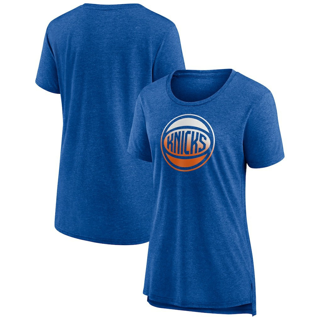 New York Knicks Women's Gradient Logo Tri-Blend T-Shirt - Heather Blue outlet