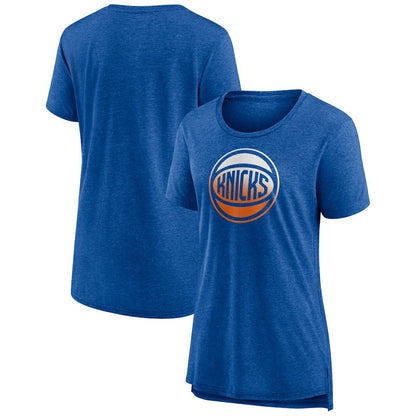 New York Knicks Women's Gradient Logo Tri-Blend T-Shirt - Heather Blue outlet