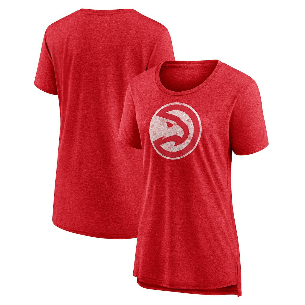 Atlanta Hawks Women's Distressed Logo Tri-Blend T-Shirt - Heather Red on sale