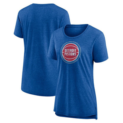 Detroit Pistons Women's Distressed Logo Tri-Blend T-Shirt sale - Heather Blue discount