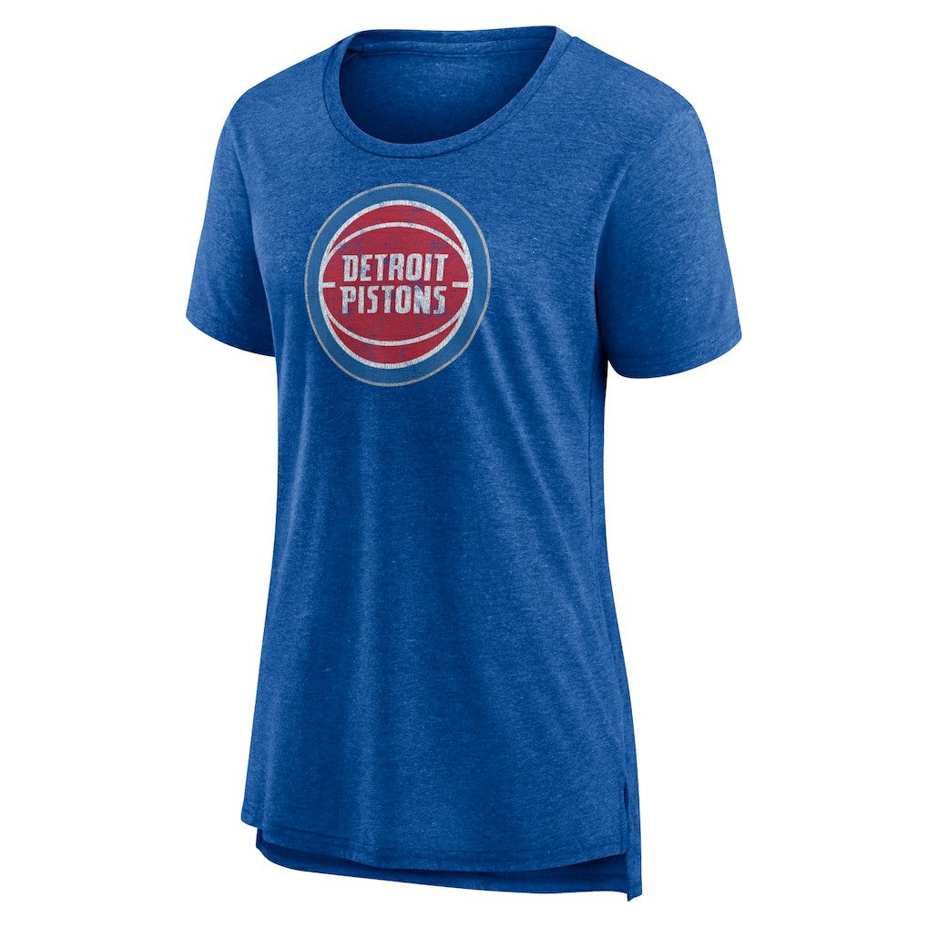 Detroit Pistons Women's Distressed Logo Tri-Blend T-Shirt sale - Heather Blue discount