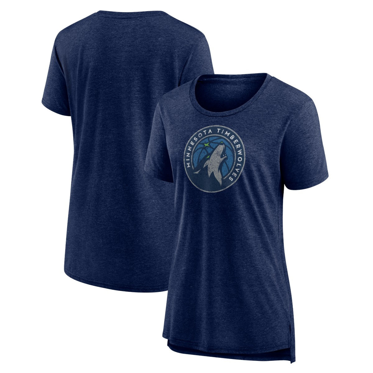 Minnesota Timberwolves Women's Distressed Logo Tri-Blend T-Shirt - Heather Navy for sale