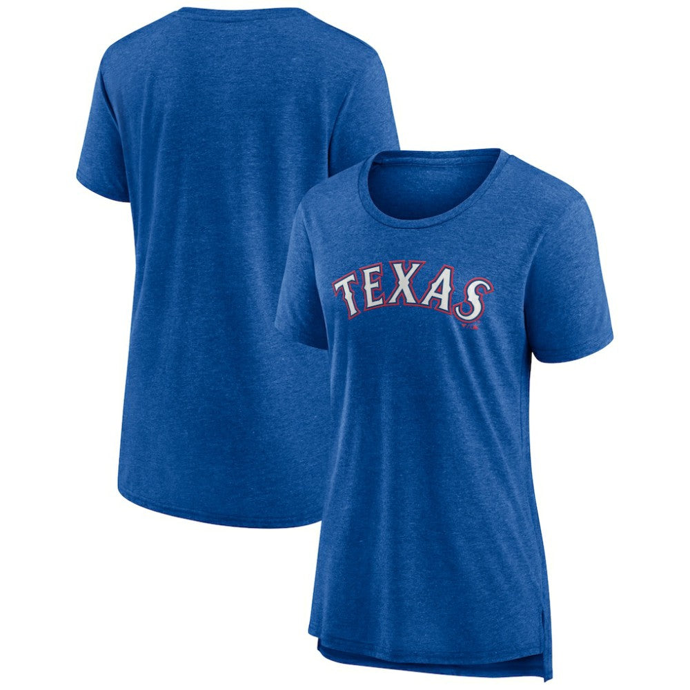 Texas Rangers Women's Official Wordmark Tri-Blend T-Shirt - Heather Royal