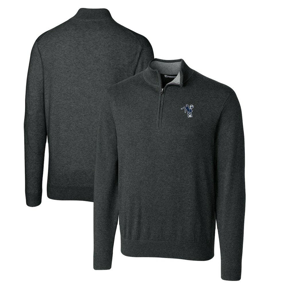 Indianapolis Colts Cutter & Buck Throwback Logo Lakemont Tri-Blend Big & Tall Quarter-Zip Pullover Sweater - Heather Charcoal cheap