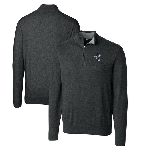 Indianapolis Colts Cutter & Buck Throwback Logo Lakemont Tri-Blend Big & Tall Quarter-Zip Pullover Sweater - Heather Charcoal cheap