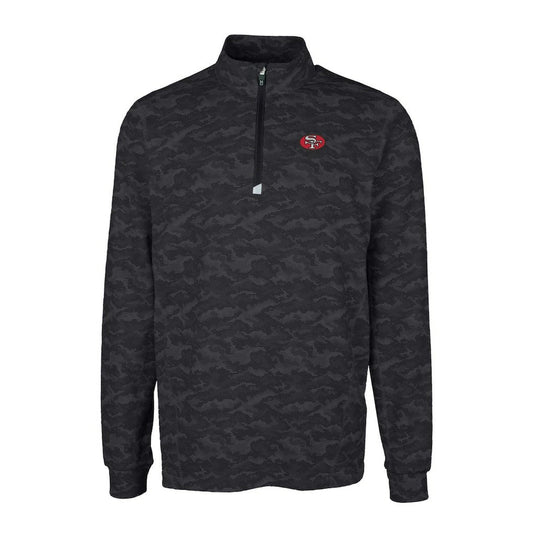 San Francisco 49ers Cutter & Buck Throwback Logo Big & Tall Traverse Camo Print Stretch Quarter-Zip Pullover Top - Black discount