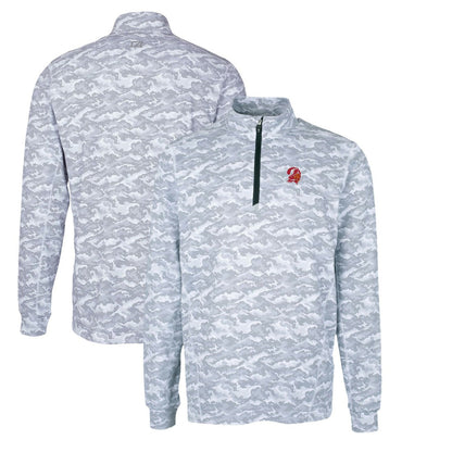 Tampa Bay Buccaneers Cutter & Buck Throwback Logo Big & Tall Traverse Camo Print Stretch Quarter-Zip Pullover Top - Charcoal on sale