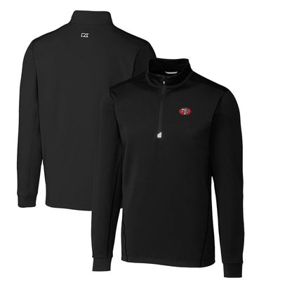 San Francisco 49ers Cutter & Buck Throwback Logo Traverse Stretch Quarter-Zip Big & Tall Pullover Top - Black outlet