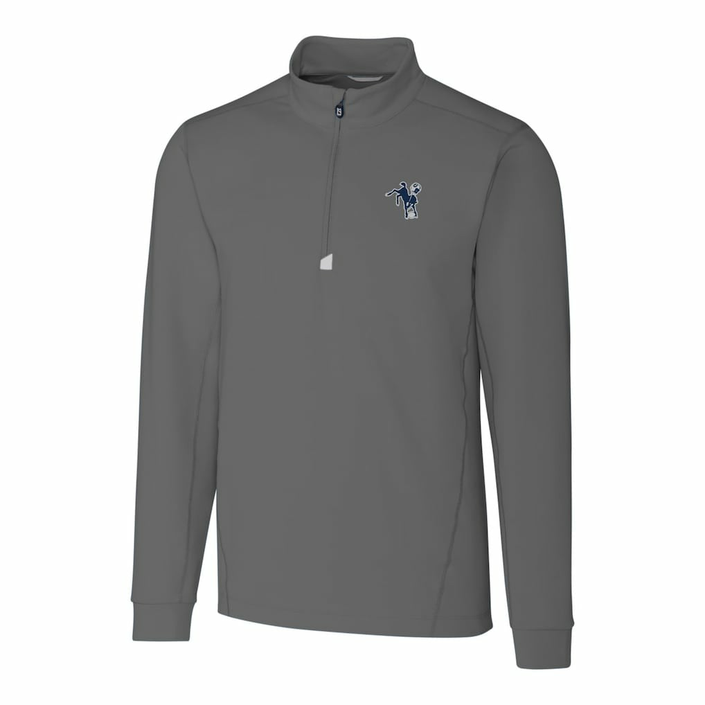Indianapolis Colts Cutter & Buck Throwback Logo Traverse Stretch Quarter-Zip Big & Tall Pullover Top - Steel for sale