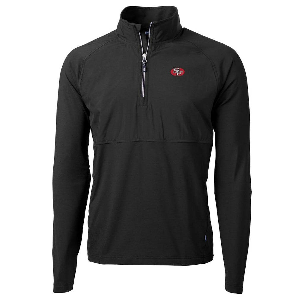 San Francisco 49ers Cutter & Buck Adapt Eco Knit Hybrid Recycled Quarter-Zip Throwback Pullover Top - Black online