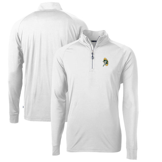 Green Bay Packers Cutter & Buck Adapt Eco Knit Stretch Recycled Quarter-Zip Throwback Pullover Top - White online