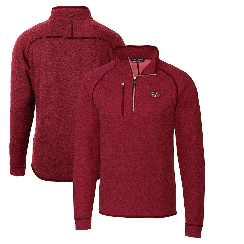 San Francisco 49ers Cutter & Buck Mainsail Sweater-Knit Half-Zip Pullover Jacket - Scarlet on sale